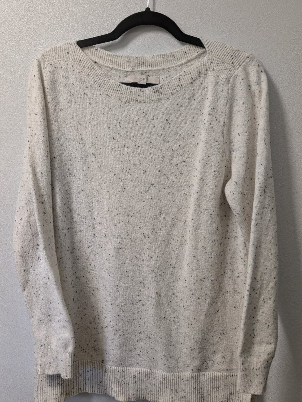 LOFT Cream & Speckled Boatneck Sweater